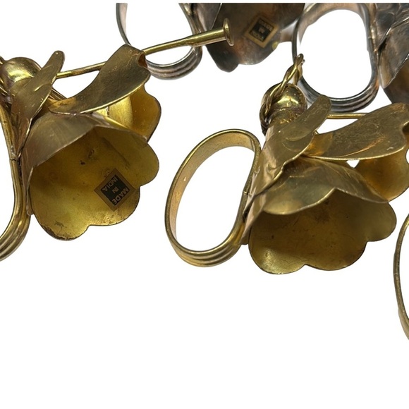 Vtg Set of 13 8 Silver Plated 5 Brass Angels Horns Napkin Rings Christmas 2” - Picture 7 of 9